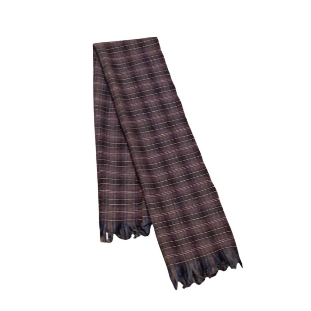 Pendleton Men's 100% Virgin Wool Plaid Winter Scarf EUC Vintage Blue Burgundy